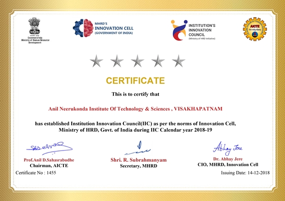 IIC Establishment Certificate